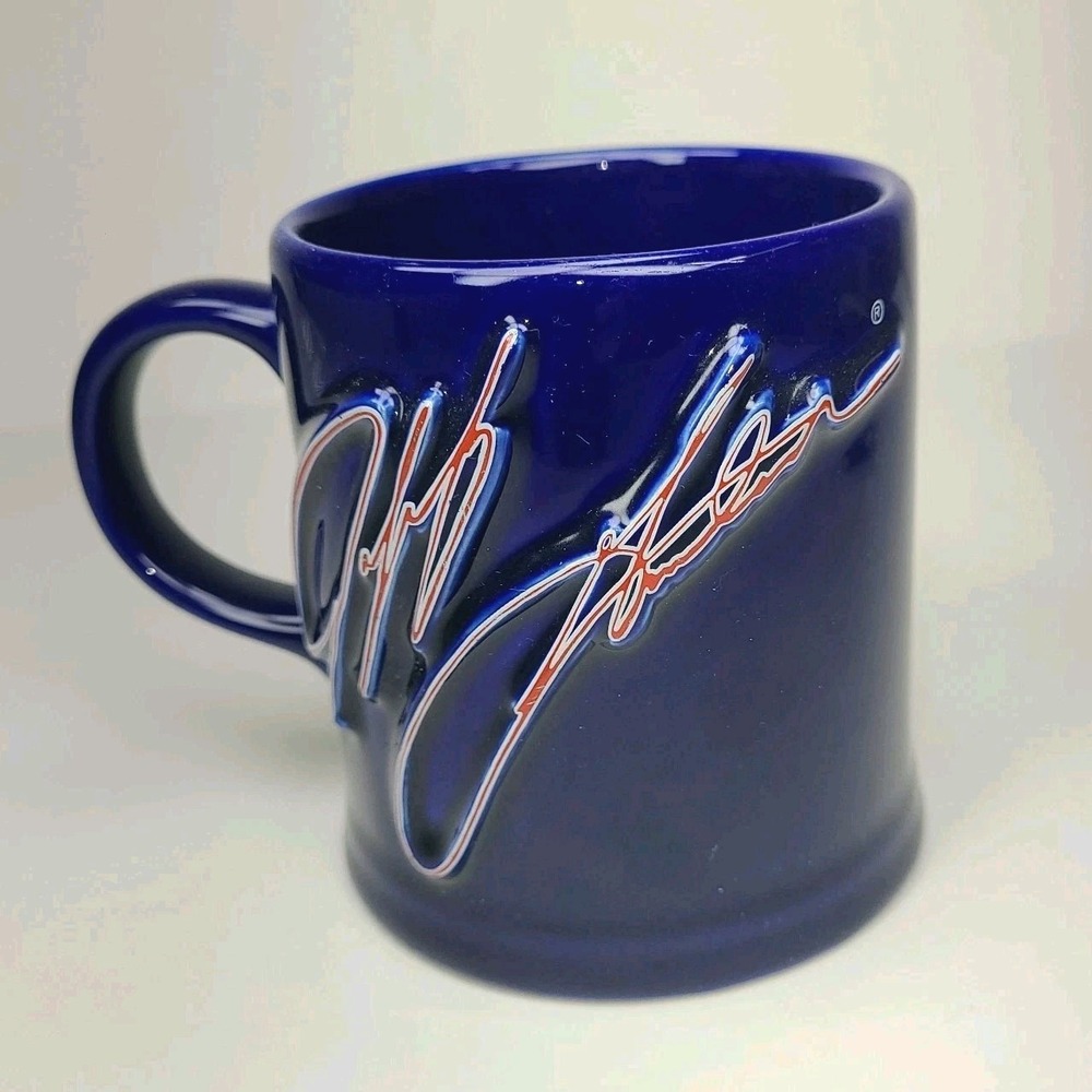 Jeff Gordon NASCAR Blue/Yellow Embossed 3D #24 Signature Coffee Mug Cup